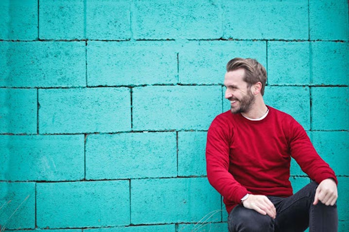 man in a red sweater