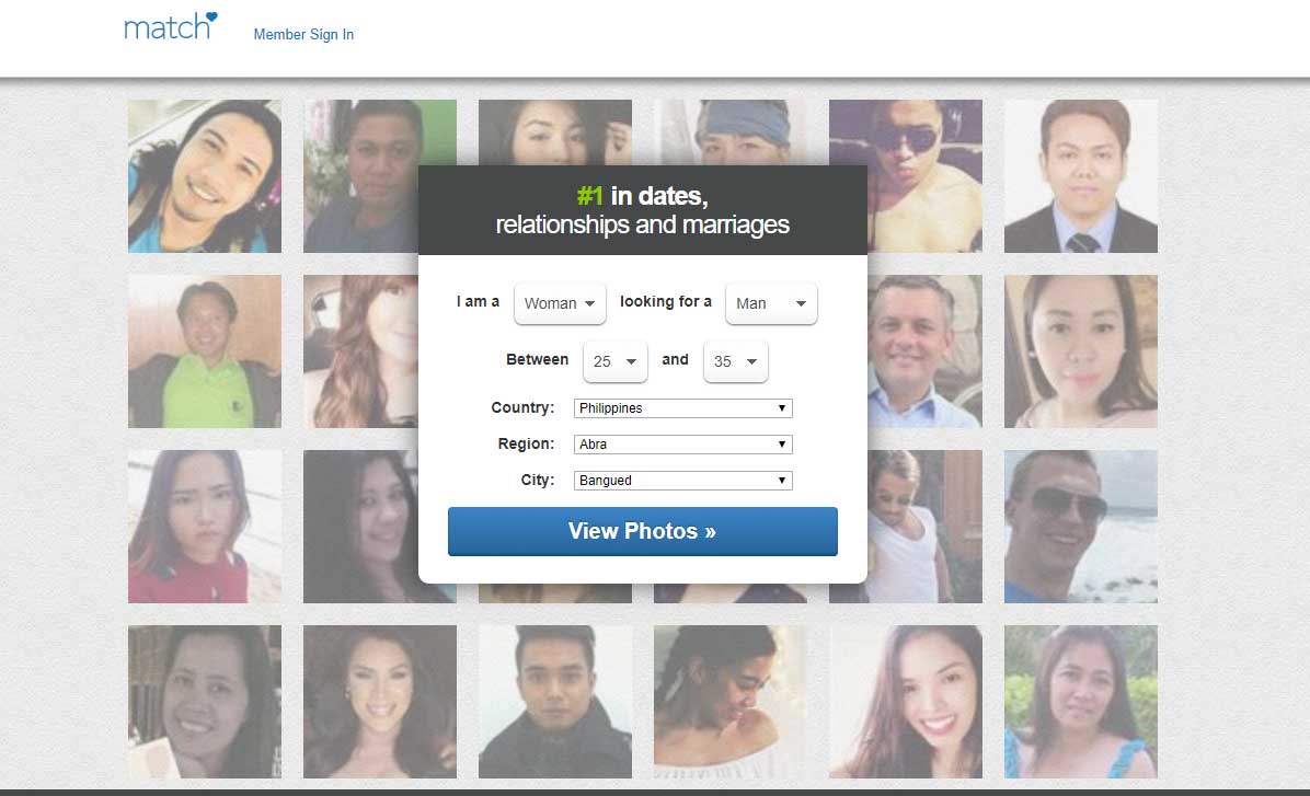 Match.com homepage for international dating site review