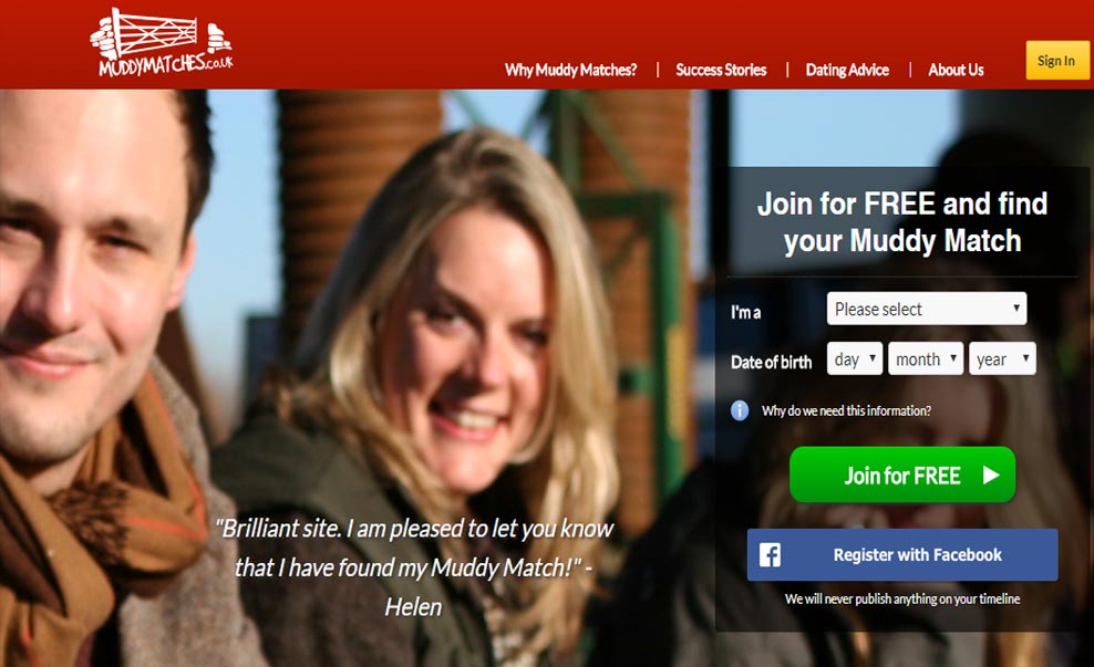 Image still of Muddy matches homepage for international dating site review